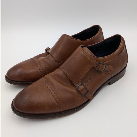 Cole Haan Men's Harrison Monk Oxfords Leather British Tan Size 10.5 EU44.5 - Picture 1 of 15
